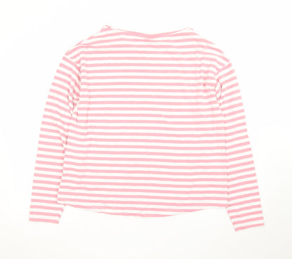 Trespass Women’s Pink White Striped Long Sleeve Cotton T-Shirt UK 14