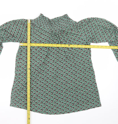 Next Women’s Green Floral High Neck Long Sleeve Tunic Blouse Size 6 Petite