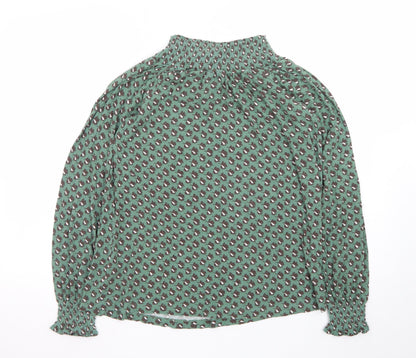 Next Women’s Green Floral High Neck Long Sleeve Tunic Blouse Size 6 Petite