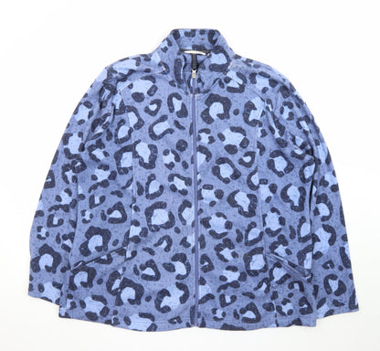 ISLE Loungewear Women's Blue Animal Print Full Zip Sweatshirt XL 22-24
