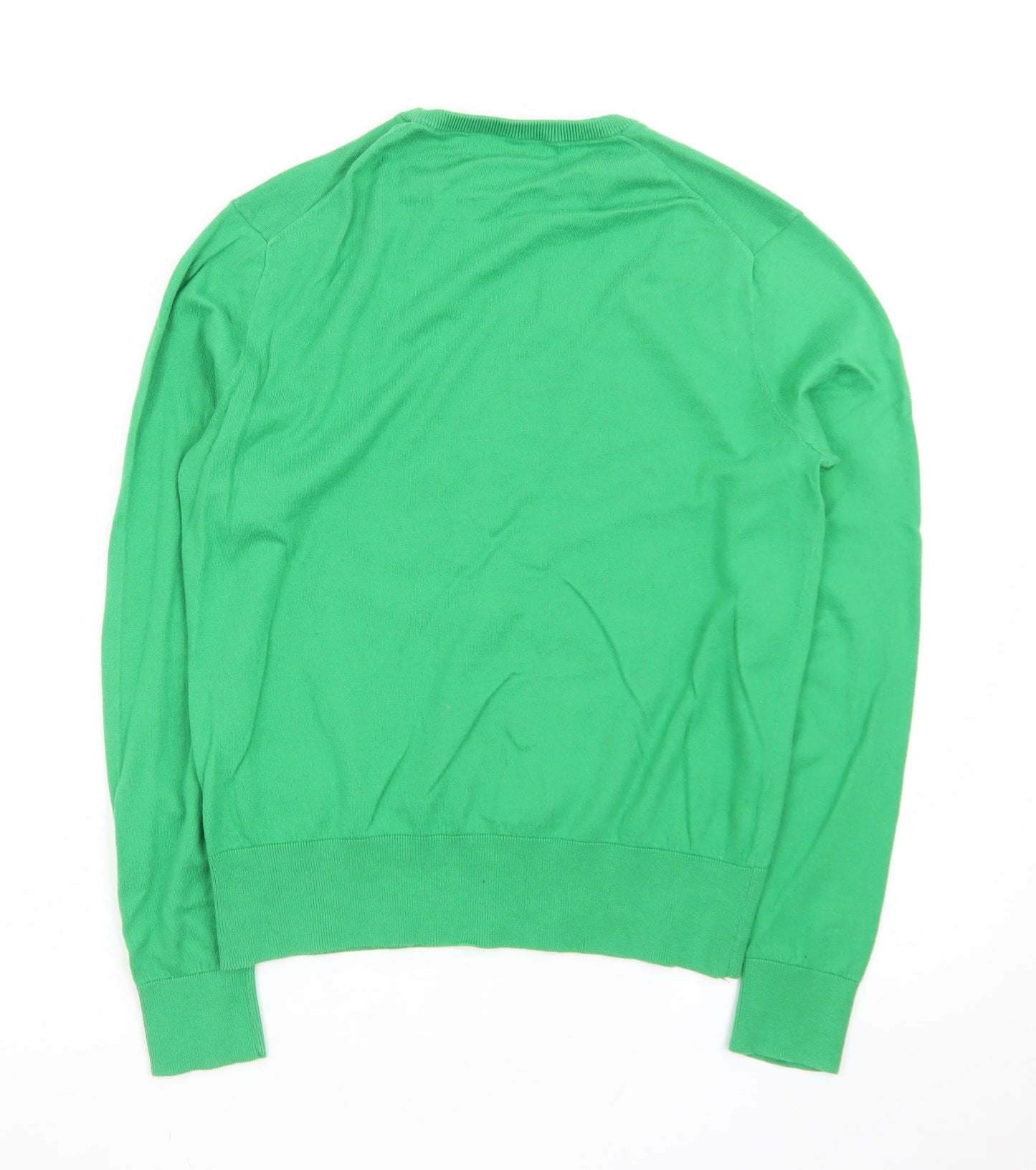 Ralph Lauren Men's Green Cotton Crew Neck Jumper Size S