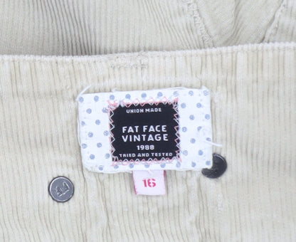 Fat Face Women Beige Corduroy A-Line Skirt Size 16