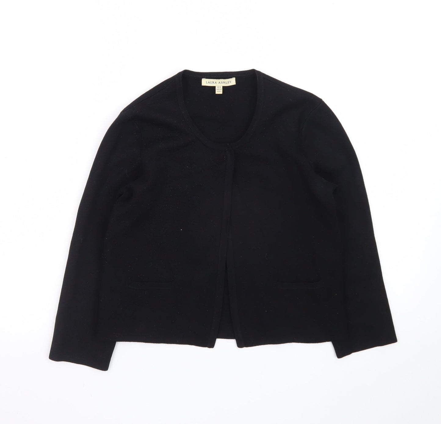 Laura Ashley Women Black Size 8 Classic Open Cardigan