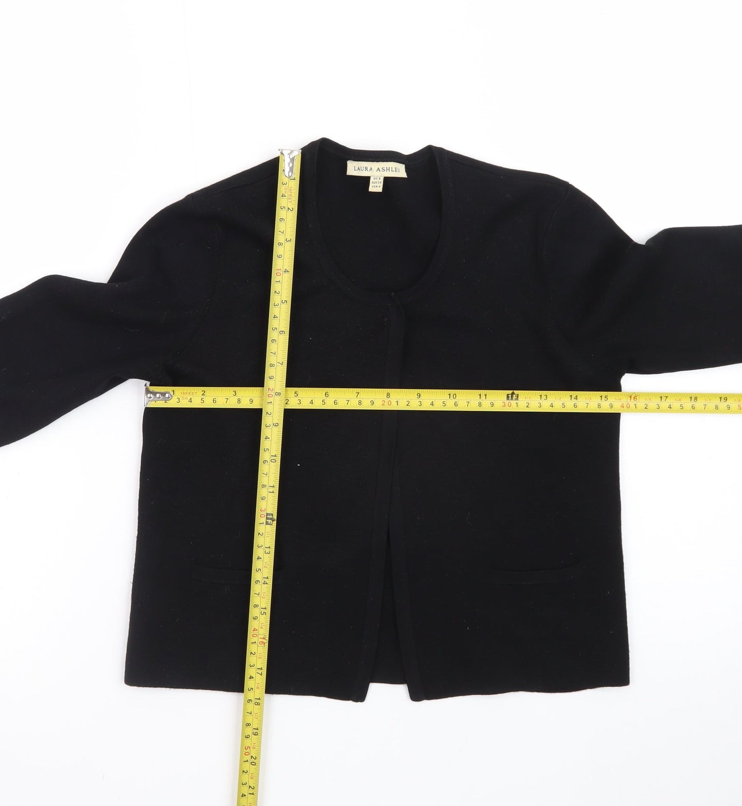 Laura Ashley Women Black Size 8 Classic Open Cardigan