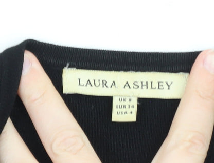 Laura Ashley Women Black Size 8 Classic Open Cardigan