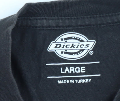 Dickies Men's Black Large Logo Graphic Cotton T-Shirt