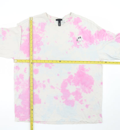 H&M Men’s Multicoloured Snoopy Relaxed Fit Tie-Dye T-Shirt L