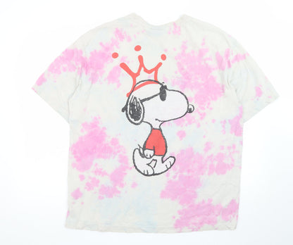 H&M Men’s Multicoloured Snoopy Relaxed Fit Tie-Dye T-Shirt L