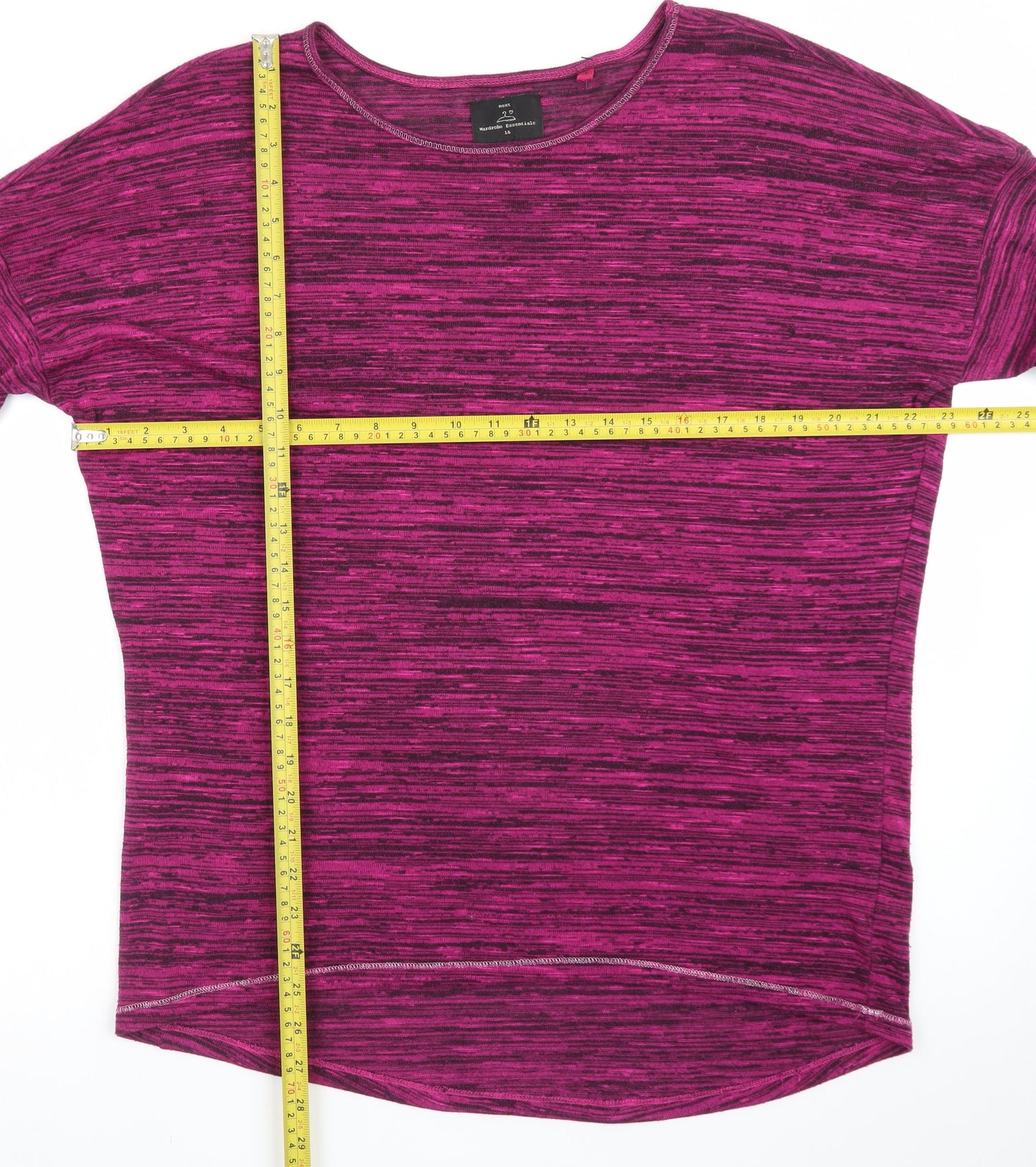 Next Womens Pink Striped Jersey T-Shirt Size 16 Relaxed Fit