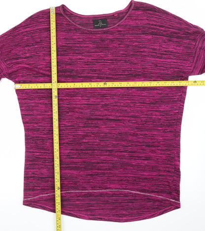 Next Womens Pink Striped Jersey T-Shirt Size 16 Relaxed Fit