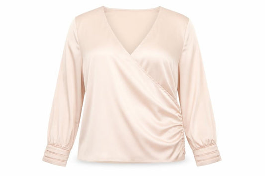 Lipsy Women’s Pink Satin Wrap Blouse UK 16 Long Sleeve Top