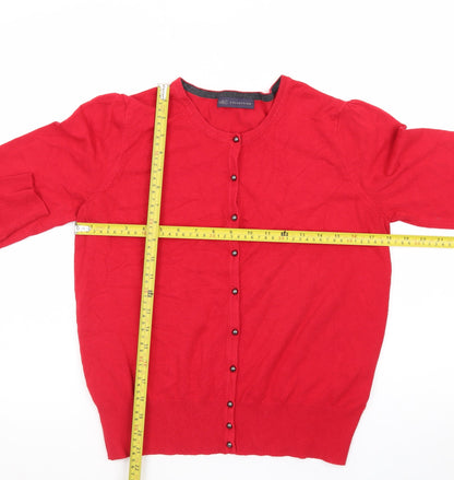 Marks and Spencer Women’s Red Cardigan Size 16 Crew Neck Knit