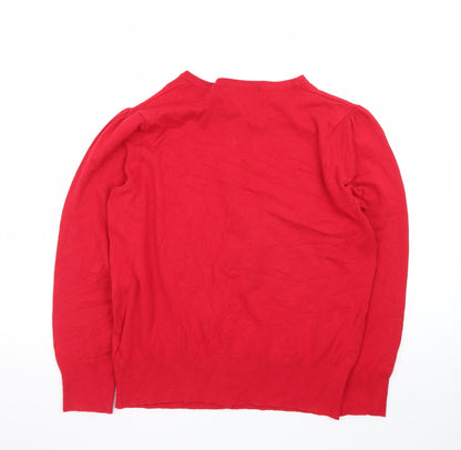 Marks and Spencer Women’s Red Cardigan Size 16 Crew Neck Knit