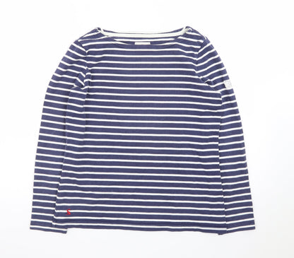 Joules Womens Blue Striped Long Sleeve Boat Neck Top Size 10