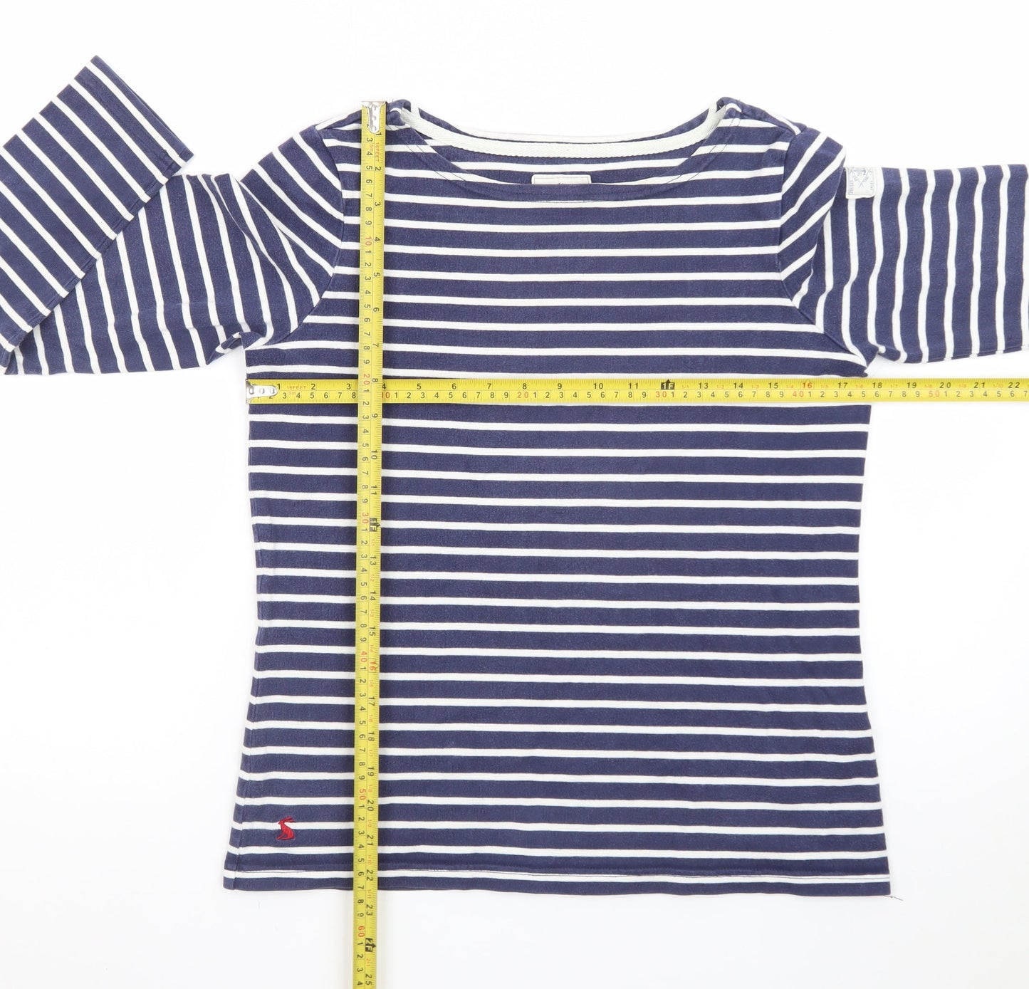 Joules Womens Blue Striped Long Sleeve Boat Neck Top Size 10