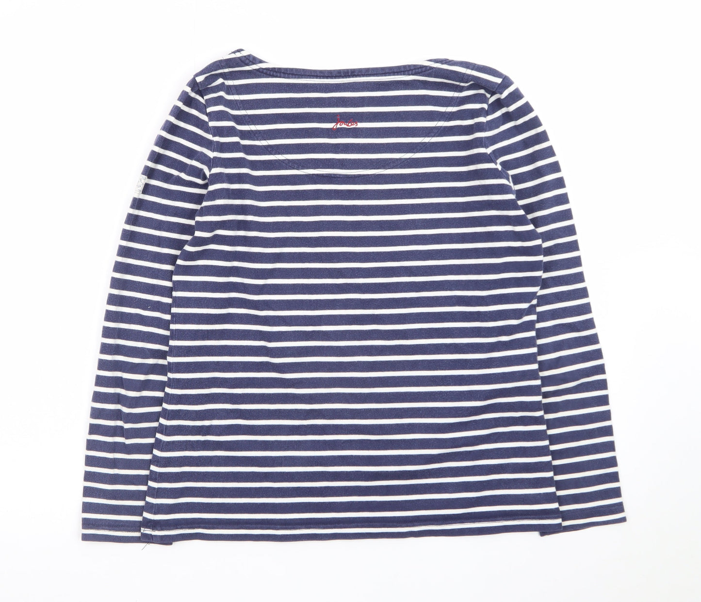Joules Womens Blue Striped Long Sleeve Boat Neck Top Size 10