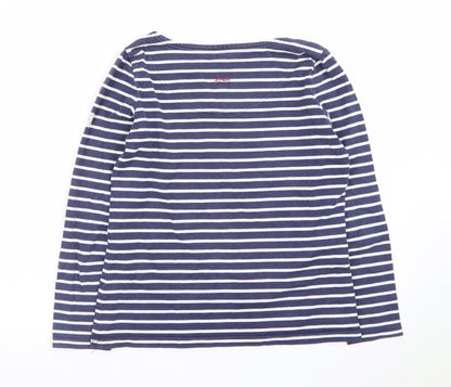 Joules Womens Blue Striped Long Sleeve Boat Neck Top Size 10