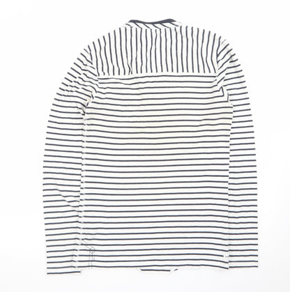 Capsize Men's White Striped Long Sleeve Henley T-Shirt Size S