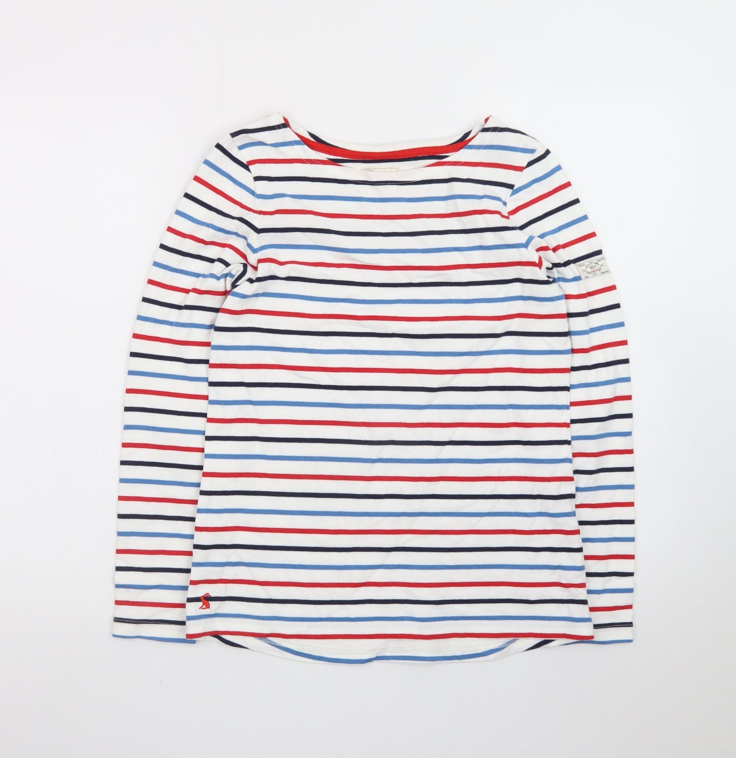 Joules Women's Multicoloured Striped Long Sleeve Cotton T-Shirt Size 8