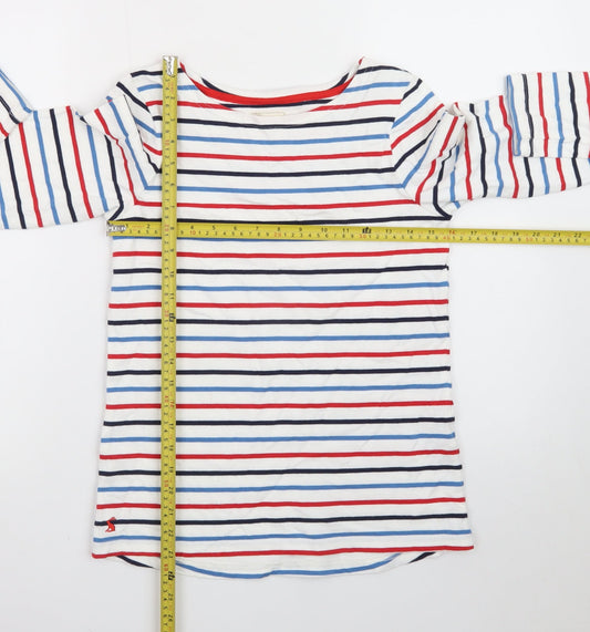 Joules Women's Multicoloured Striped Long Sleeve Cotton T-Shirt Size 8