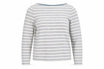 Jigsaw Womens Grey Striped Long Sleeve Cotton Boat Neck Top M
