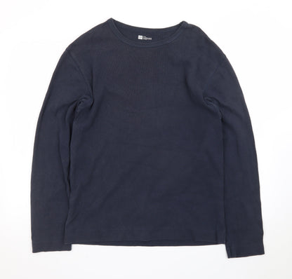 CAT Men’s Blue Long Sleeve Crew Neck Cotton T-Shirt M