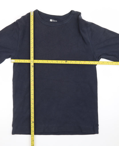 CAT Men’s Blue Long Sleeve Crew Neck Cotton T-Shirt M
