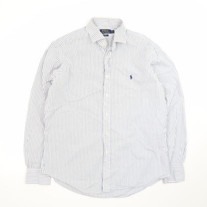Ralph Lauren Men’s Blue Striped Custom Fit Button-Down Shirt 16.5