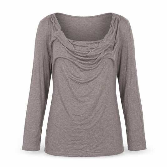 EAST Womens Brown Cowl Neck Long Sleeve Viscose Blend Blouse Size 10