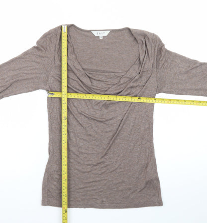 EAST Womens Brown Cowl Neck Long Sleeve Viscose Blend Blouse Size 10