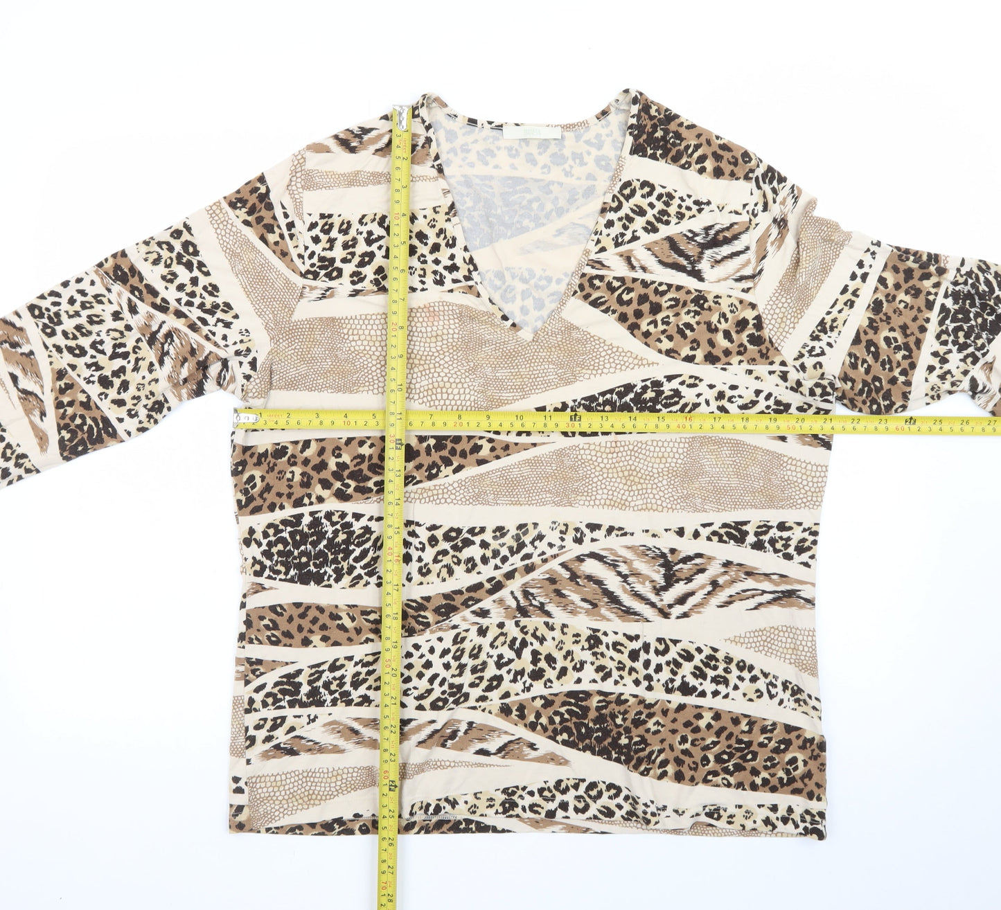 Marks and Spencer Womens Brown Animal Print Viscose Tunic Top Size 20