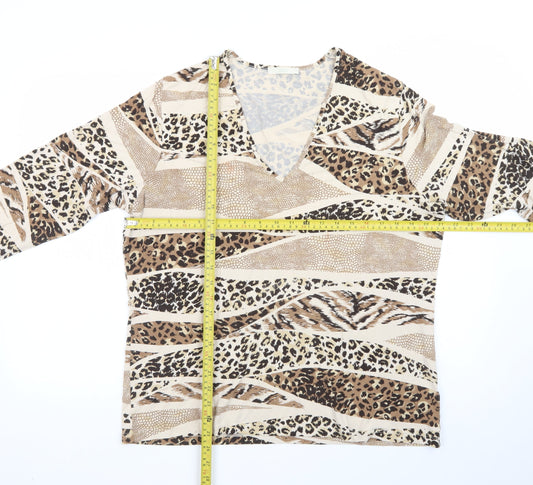Marks and Spencer Womens Brown Animal Print Viscose Tunic Top Size 20