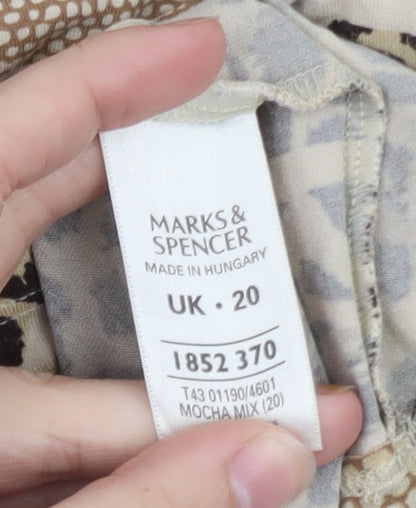 Marks and Spencer Womens Brown Animal Print Viscose Tunic Top Size 20