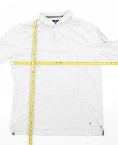 Joules Men's Grey Long Sleeve Cotton Polo Shirt Size L