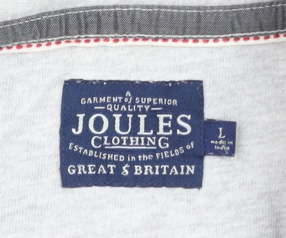 Joules Men's Grey Long Sleeve Cotton Polo Shirt Size L