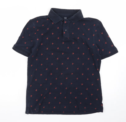 Marks and Spencer Men's Blue Regular Fit Embroidered Polo Shirt Size S