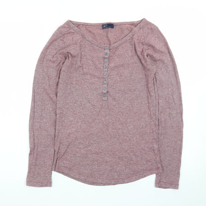 GAP Women's Pink Long Sleeve Henley Button-Up Top Size S