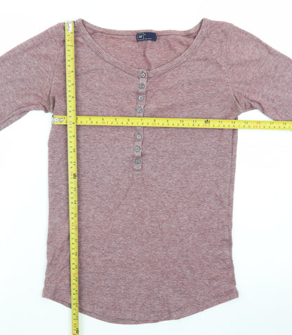 GAP Women's Pink Long Sleeve Henley Button-Up Top Size S