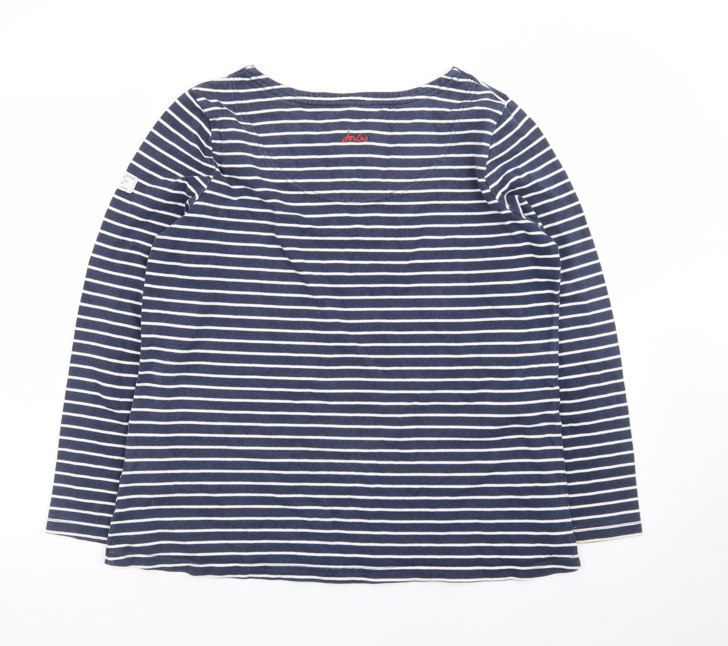 Joules Women Blue White Striped Long Sleeve Cotton Top UK 16