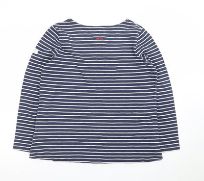 Joules Women Blue White Striped Long Sleeve Cotton Top UK 16