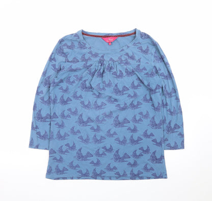 Ness Womens Blue Bird Print 3/4 Sleeve Viscose T-Shirt M
