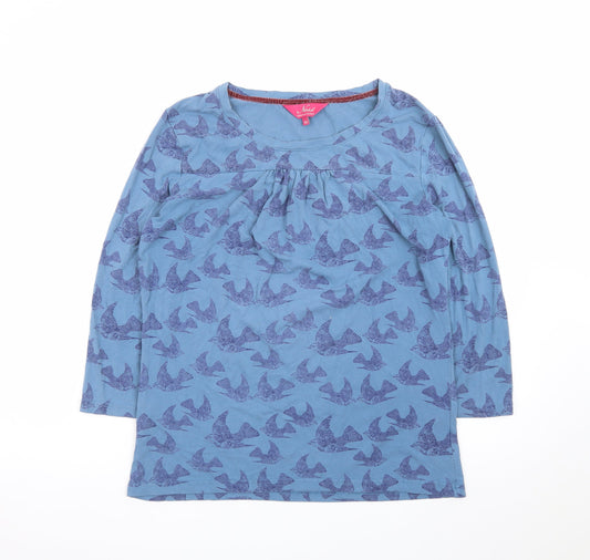 Ness Womens Blue Bird Print 3/4 Sleeve Viscose T-Shirt M