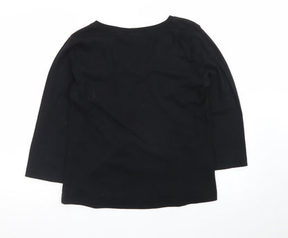 Adini Women’s Black Cotton V-Neck Pullover Jumper L