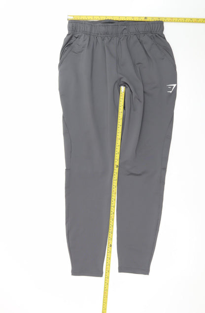 Gymshark Mens Grey Slim Fit Joggers Size M Stretch Tapered Trousers