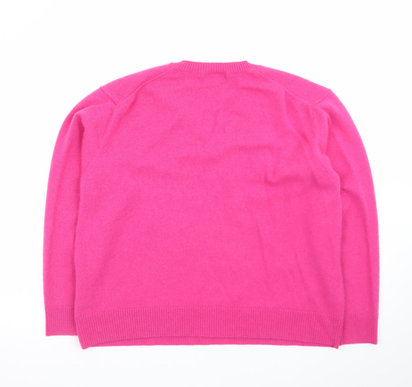 Marks and Spencer Women Pink Pure Cashmere V-Neck Jumper XL
