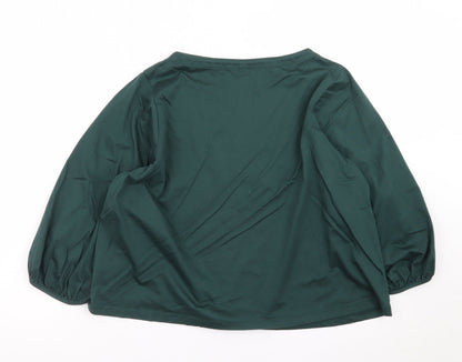Uniqlo Women's Green Long Sleeve Cotton Blouse Size L