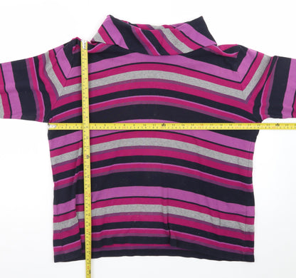 Edinburgh Woollen Mill Womens Purple Striped Cotton Tunic Top Size M