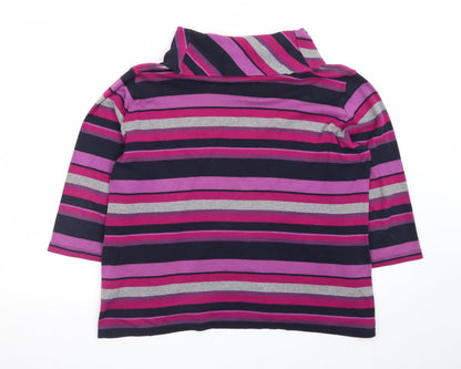 Edinburgh Woollen Mill Womens Purple Striped Cotton Tunic Top Size M