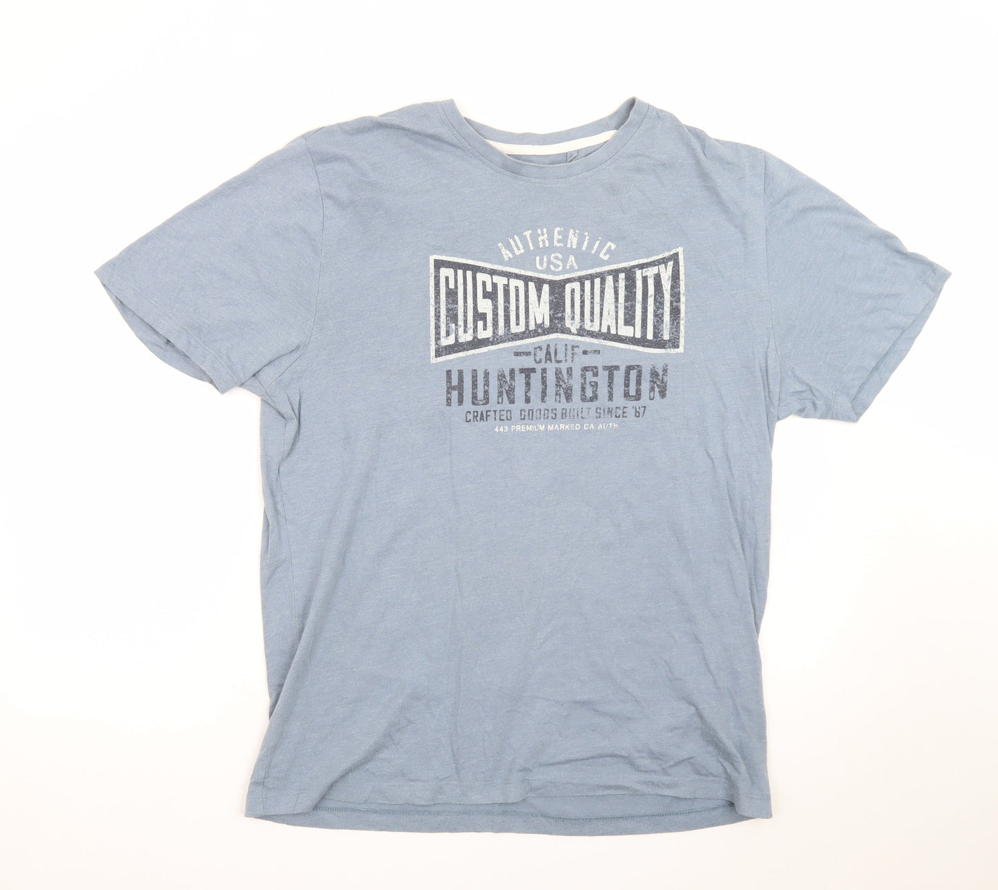 EASY Blue Graphic Huntington California Crew Neck Men's T-Shirt L Regular Fit