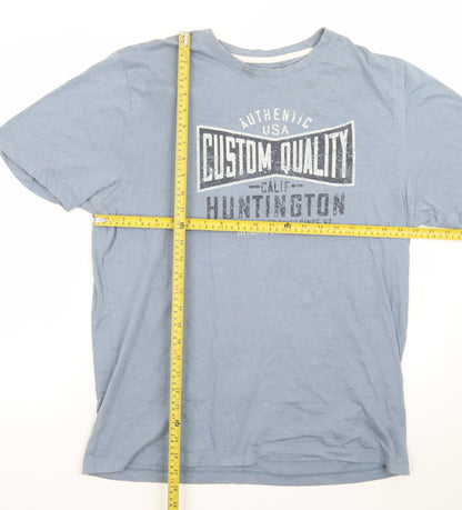 EASY Blue Graphic Huntington California Crew Neck Men's T-Shirt L Regular Fit